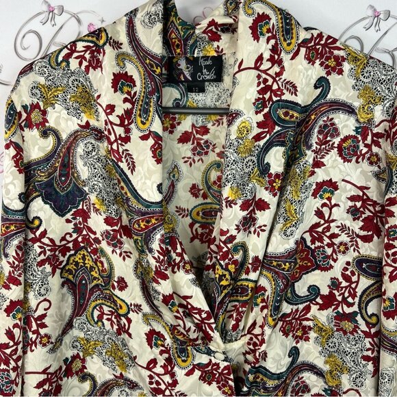 Above the crowd blazer boho retro vintage shiny Paisley Print Women's Jacket - Picture 5 of 7